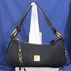 MCM Black Shoulder Bag with Gold Details - Taking Offers